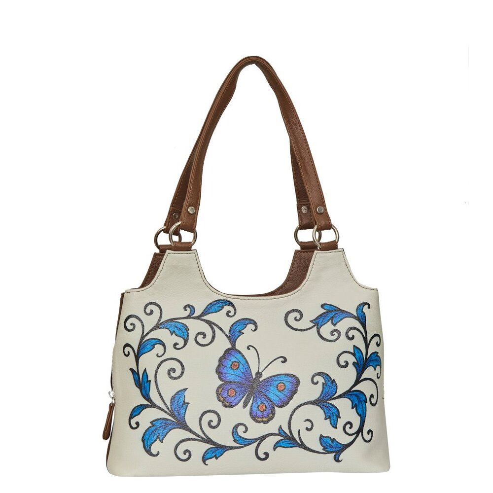 Vegan Leather Printed Shoulder Tote Bag for Women–Top Handle Handbag Daily Use